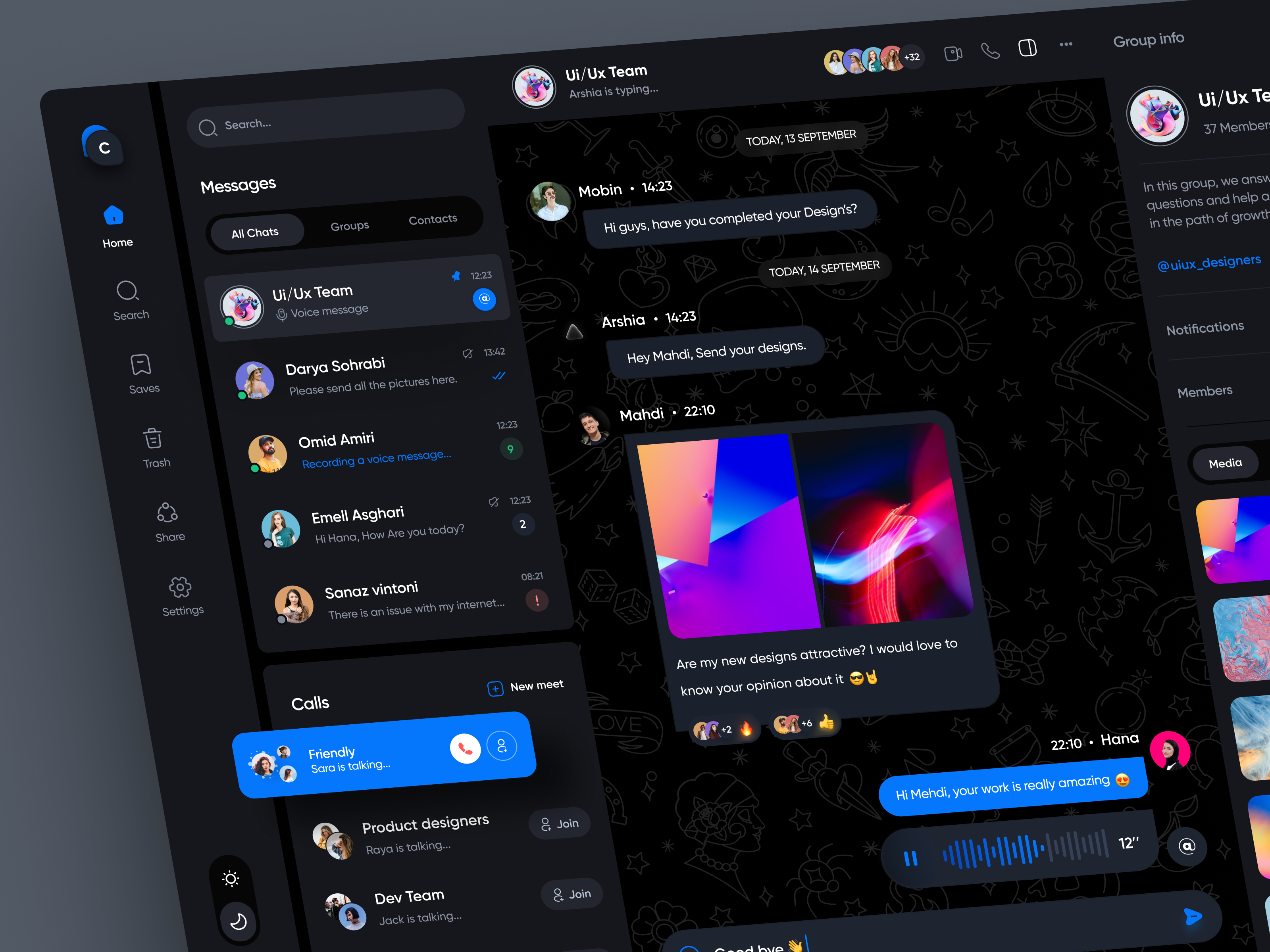 Example of Rechat-Web Messenger dashboard Ui 🌙