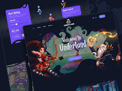 Underland: NFT project homepage design branding crypto design fairy tale gaming homepage design illustration logo magic metaverse nft web3