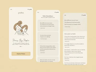 Poetics Poem App Concept calm cute haiku kawaii literature minimal poems poet poetry salmanwap ui design words writer writing