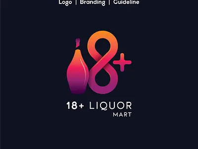 18+ Liquor Mart branding graphic design illustration logo vector