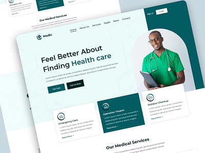 Madic_ Hospital Landing page agency business cleaning company corporate design doctor hospital medical medical website ui ux design website design