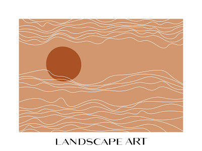 Landscape Art aesthetic art print background bohemian boho design digital art earth tone color graphic design illustration landscape line art mid century modern moon mountain nature printable quotes sun wall art