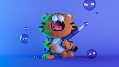 Tiger 3d 3d art 3d illustration 3ddesign 3dillustration blender character characterdesign colorful cute illustration tiger toy design