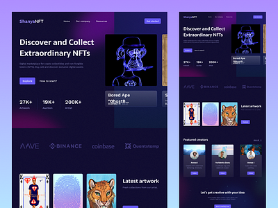 ShanyaNFT · NFT Marketplace Landing Page design landing page marketplace nft ui webdesign website