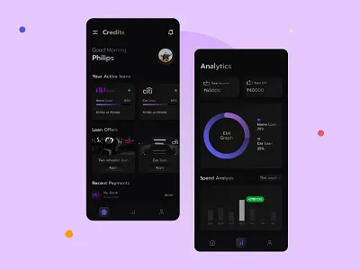 Loan Management Application banking credit credit checker finance loans mobile product design ui ux