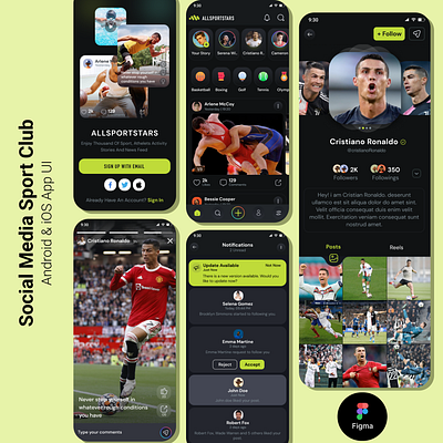 Sports Club Social Media app ui go live golive instagram clone live users app sport