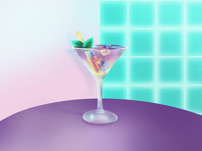 Sundey Fundey Boom art drawing cocktail colors cosmo glass ice procreate