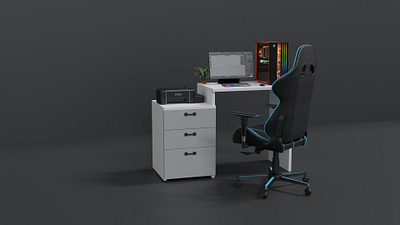 Office room with Computer Desk 3D Modeling 3d animation chair computer desk desktop gaming isometic office room table