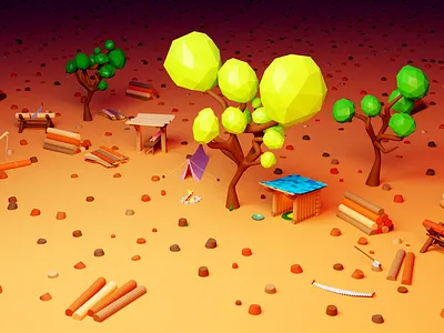 Wood Cutters 3d blender branding cartoon colors design graphic design illustration illustrator lowpolly modeling motion graphics