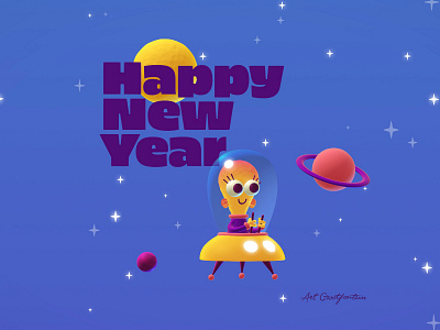 Happyspace New Year ! 3d 3danimation animation characterdesign design motion graphics typography