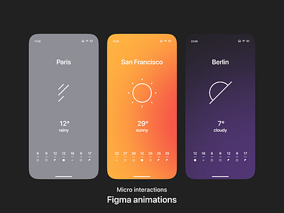 Weather in Color animation app branding figma micro interaction