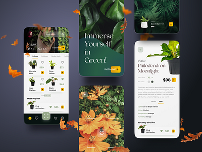 Plant shop & identifier app - Planted android app app app design camera app eco plant app ecommerce app ecommerce shop app fresh garden ios app mobile mobile app online shop app plant app product detail ui scanner ui uiux ux