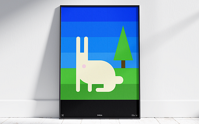 Forest Romance animal bunny forest hare illustration landscape minimal naive rabbit white