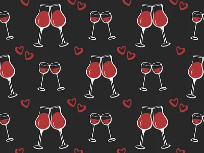 Wineglasses love seamless pattern anniversary background black couple glass graphic heart illustration love pattern red relationship seamless wine wineglass