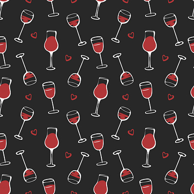 Wine glasses seamless pattern alcohol background bar black cute dark glass glasses graphic illustration pattern red seamless wine