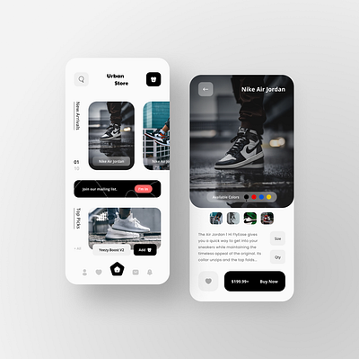 Sneakers Online Shop App UI air jordan app clean ui design flat interface mobile mobile app mobile ui nike simple clean interface sneakers ui user experience user interface ux