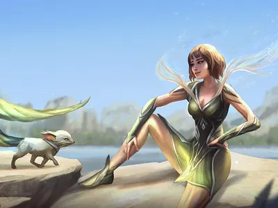 Emerald character characterdesign digital art digital panting fantasy art illustration leaf splashart