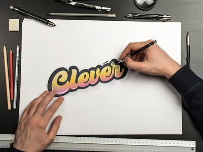 Clever Lettering LOGO. branding custom typography design flat logo hand made style hand written illustration lettering lettering style logo logo design logodesign typography ui vector