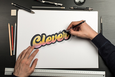Clever Lettering LOGO. branding custom typography design flat logo hand made style hand written illustration lettering lettering style logo logo design logodesign typography ui vector