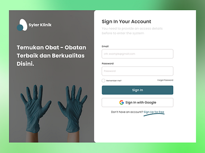 Sylar Klinik Login Page design health loginpage signup typography uidesign ux uxdesign uxwriting webdesign