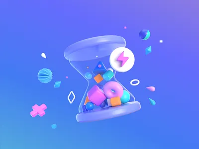 3D illustration for a website - uMake + Saving Time 3d 3d app 3d gradient 3d illustration 3d illustration website 3d website