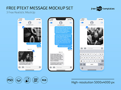Free Text Message Mockup Set free freebie iphone message mockup mockups text