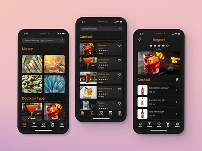 Cocktail ios app alco shop alcoapp black ui cocktail app dark app graphic design jack ui mobile design shop ui ui design ui ux design web mobile ui