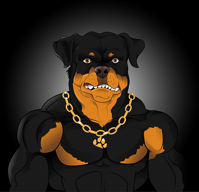 Rottweiler 2d character aggresion anger angry dog children book illustration criminal dog dog fights fight fighting dog gang il illustration pet power rage rottwele vector