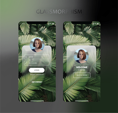 Glassmorphism dark theme forest glassmorphism graphic design login login ui profile ui