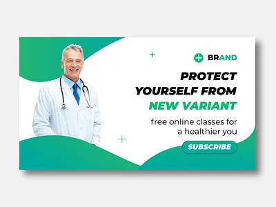 Medical healthcare web banner template and video thumbnail. branding graphic design video thumbnail