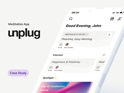 Unplug Meditation App - Case Study animation casestudy meditation meditationapp productdesign ui ux visualdesign