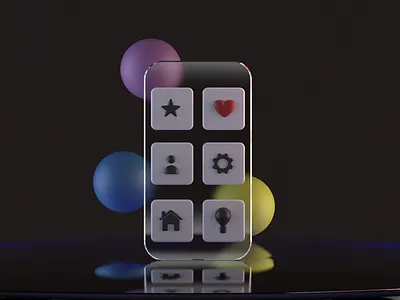 Glass phone 3d 3ddesign 3dmodeling branding c4d cinema4d color design glass graphic design icon icons illustration iphone logo minimalism mockup phone screen ui