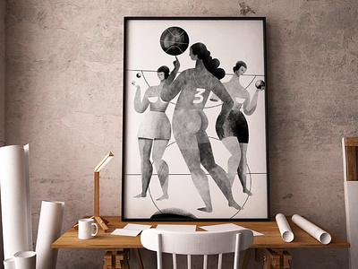 Three graces art character characters design flat gradient graphic graphic design illustration interior decor poster poster design story ui