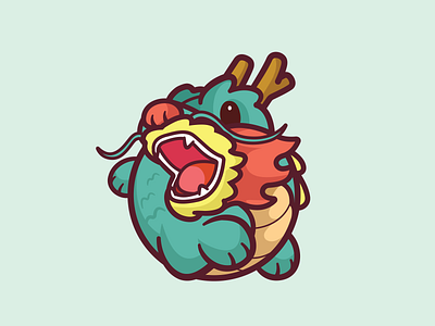 Dragon culture icon animal cute colorful identity dragon china round legendary mascot brand illustration mythology long lung