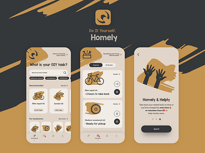 Homely - Do It Yourself app dashboard design diy rent toolkit tools ui ux