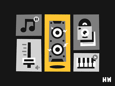 Music Pattern Illu dial illu illustration illustrator keys music music pattern note pattern pause play record rosek slider sound speaker vector vinyl