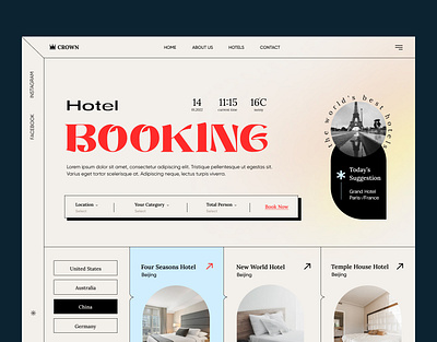 Hotel Booking Landing booking design figma hotel landing minimal modern typography ui ux web website