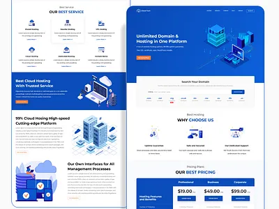 Hosting Website Landing Page app branding design host service hosting illustration landing page landingpage logo screen shot trend ui uxui web webdesign