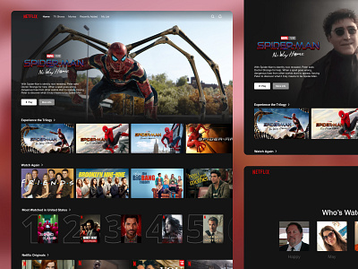 Spiderman Netflix Exploration Homepage andrew garfield design landing page movie netflix no way home spiderman tobey maguire tom holland tv show ui uidesign uiuxdesign ux