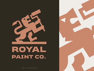 Royal Paint Co. Logo Design animal branding cat coat of arms identity lion logo logo design logodesign paint roller painter panting regal royal