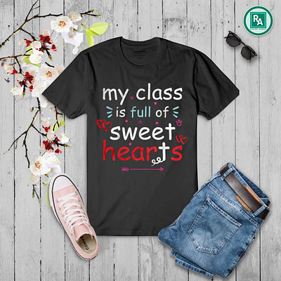 Teachers Day t-shirt design (my class is full of sweet hearts) branding class custom design custom tee custom tshirt design day design graphic design graphic t shirt icon illustration logo motion graphics student teacher teachers day tee tshirt tshirt design ui