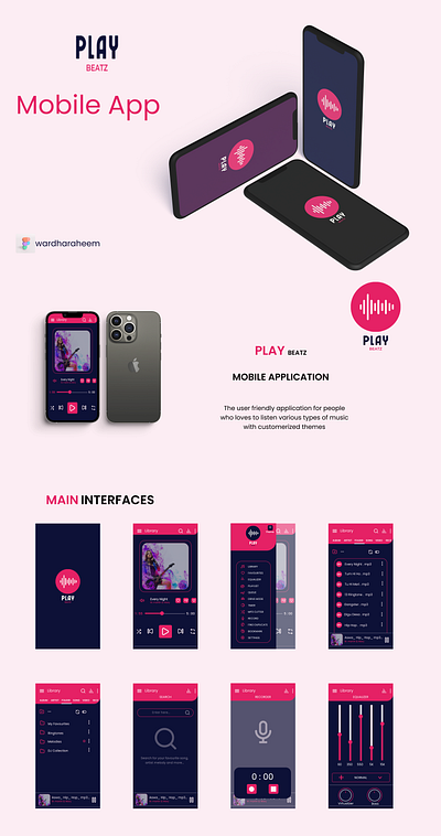 Music Player App canva design thinking figma interaction design logo design mobile app music app uiux user experience user interface