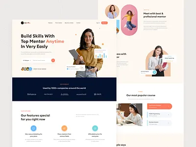 Mentors Finder Landing Page Design dribbble ecourse learn lesson mentor mentor design mentor web mentors finder mentors landing page skill student ui design uiux user interface