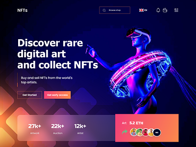 NFTs Marketplace Website bitcoin cryptoart design ethereum home page landing landing page landingpage marketplace nft art nfts web page website design