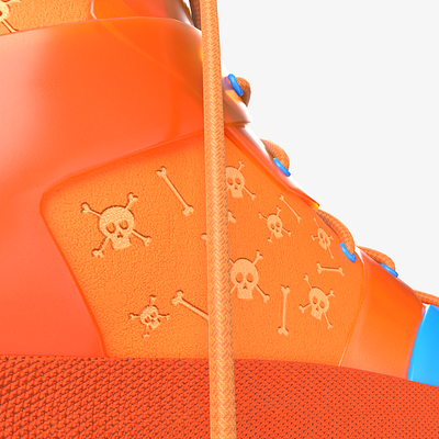Skull Valley 3d 3d art art blue bone cinema 4d clean concept design graphic design illustration minimal orange product render shoe skull sneaker susbtance visualization