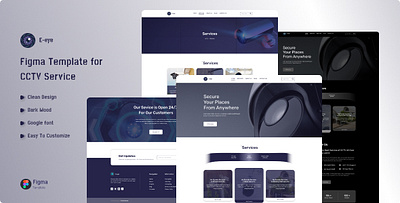 Eeye-CCTV Security Service Figma Template agency website branding business cyber security designerforux eeye cctv figma html illustration landing page landing page design organized security service template design uiux design uiux designer web design web shop