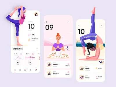 Meditation - Mobile Apps Design android app design android app development branding design designing graphic design illustration logo meditation app design mind fullness app design ui vector yoga app design