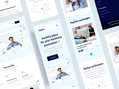 Bizpro - A Business Promotion Solution Responsive UI agency business company creative design digital content digital marketing enterprise figma marketing minimal promote promotion social media solution startup ui uidesign ux web