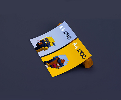 A4 poster mockup a4 app branding mockup poster ui