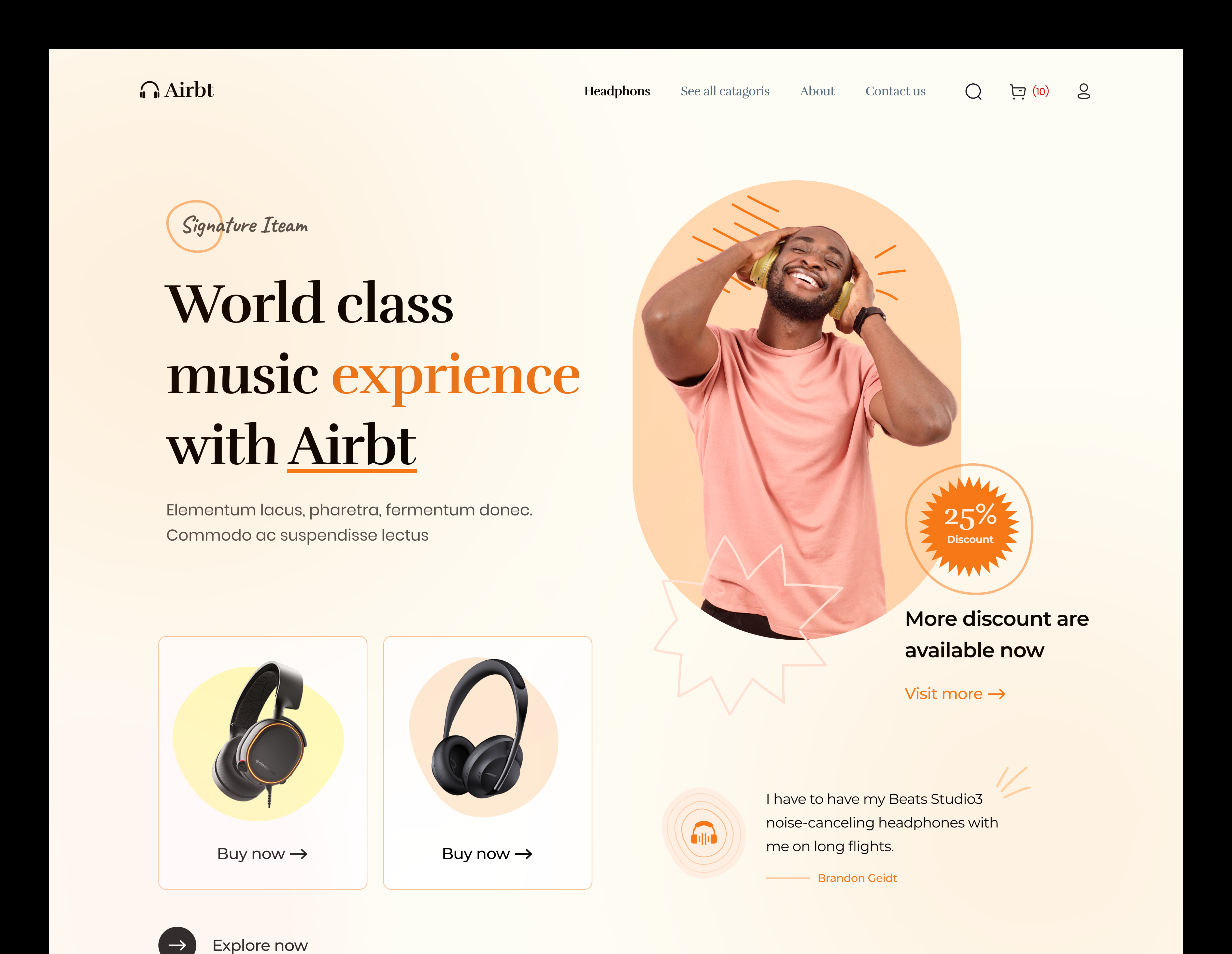 Airbt - E-commerce Landing Page Banner Concept design ecmmerce fashion landing page headphone landing landing page minimal page product sale service ui ui concept uiux ux web web application web resource website website design